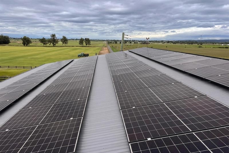 Rooftop solar array generating power for a hybrid system